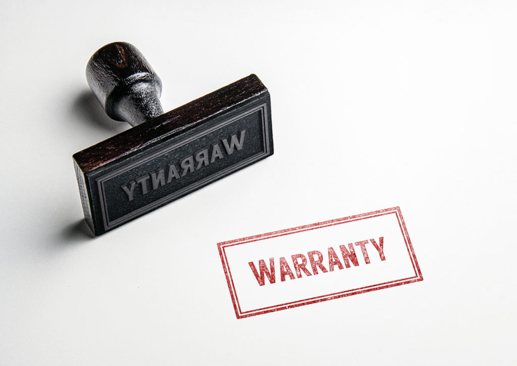 red warranty stamp isolated on white background