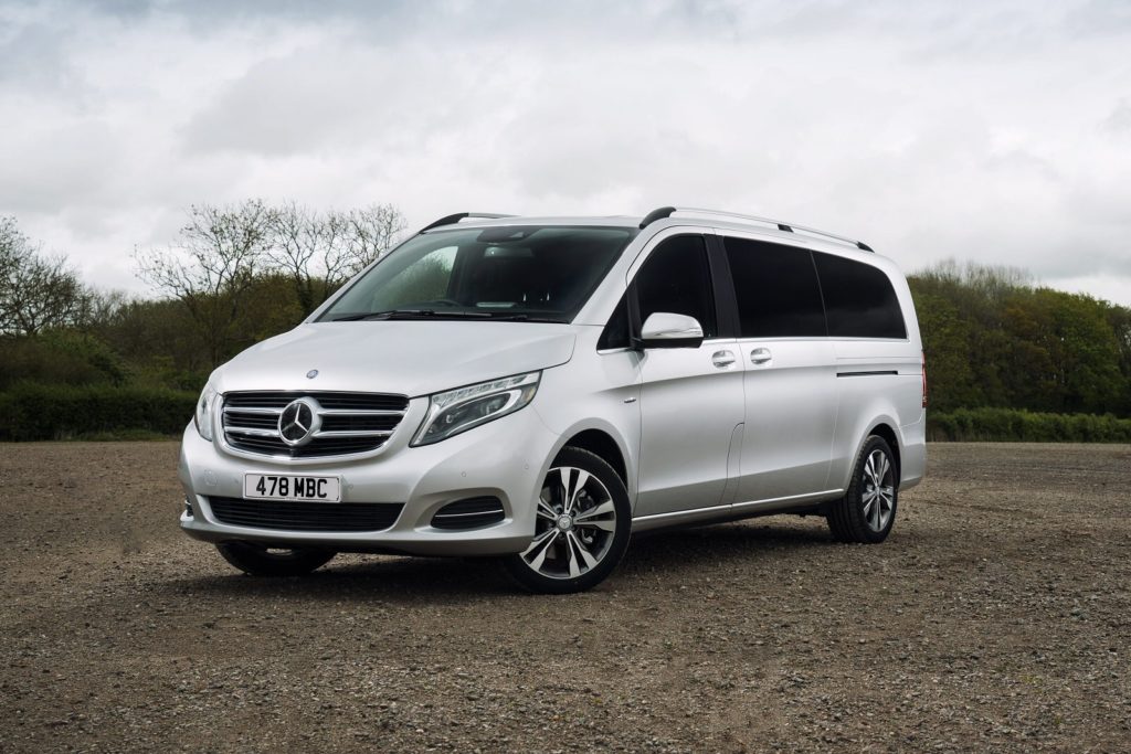 silver mercedes-benz v class diesel estate parked on gravel