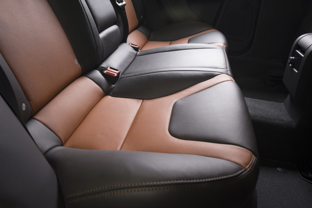 Brown and black leather seats