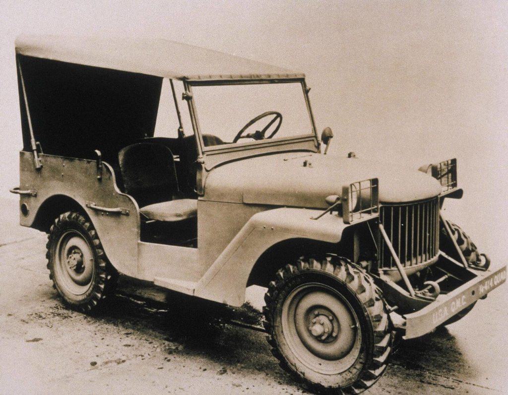 Original Willys Jeep in black and white